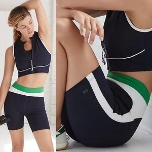 New Splits59 Dream High-Waisted Techflex Indigo/Off White Bike Shorts NWT Medium